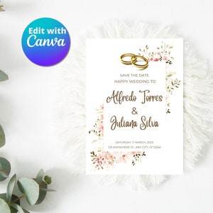 Exklusive Hochzeitseinladung-Boho Ivory Hochzeitseinladungen Kartenvorlage, Sofortiger Download-Einfache Hochzeitseinladung-Canva Vorlage