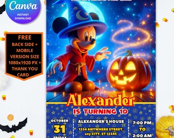Mickey Mouse Halloween Birthday Invitation | Customizable Party Invite (Digital Download)