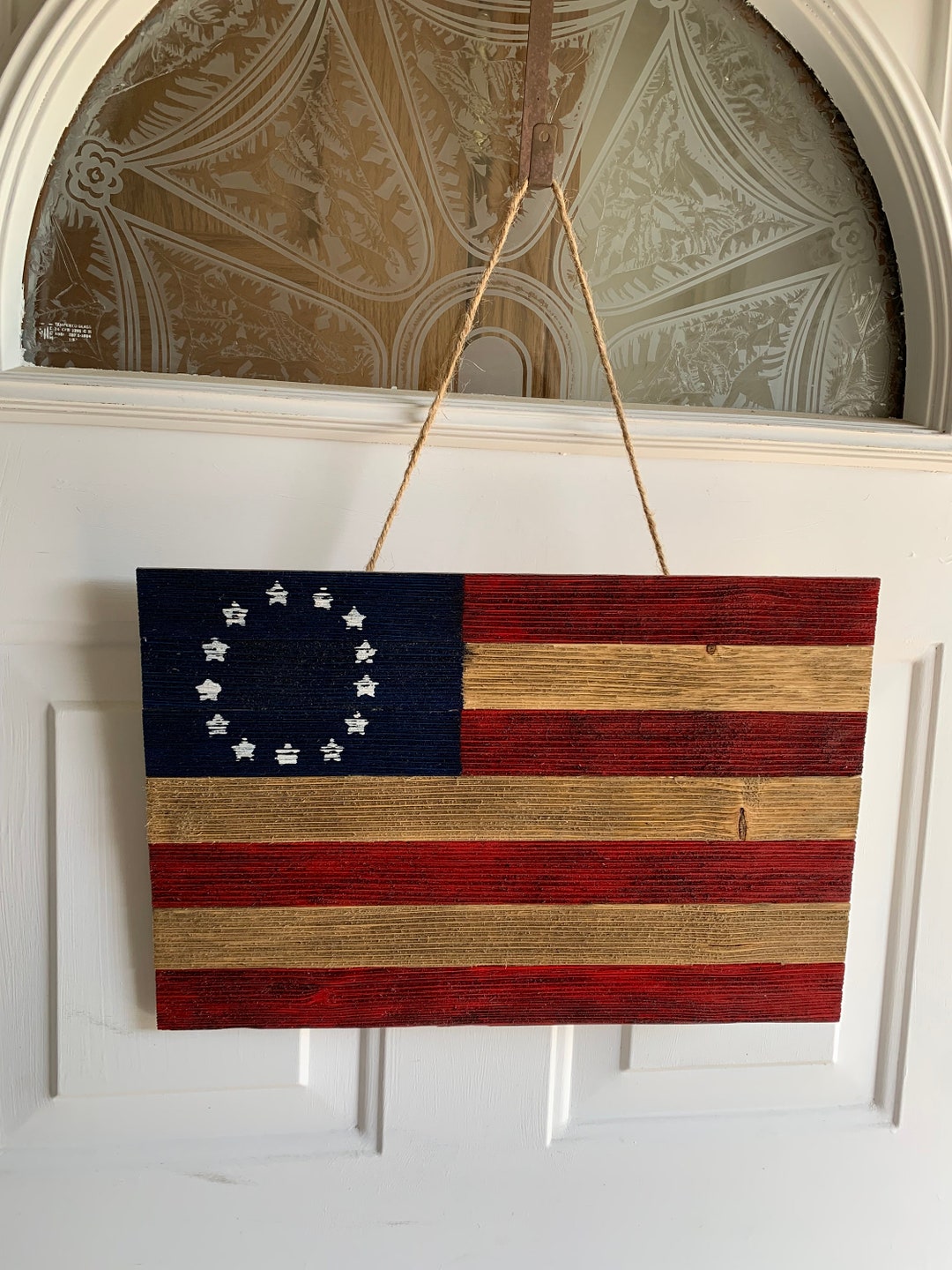 Rustic American Flag Door Decoration Wall Decor Wood Flag Etsy