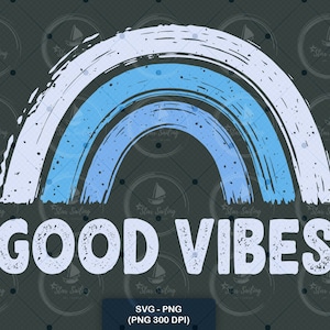 Good Vibes Rainbow SVG: retro tekstontwerp (digitale download)