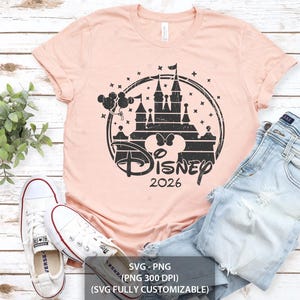 Disney 2026 Retro SVG Design: Vintage Disney Castle Clipart for Family Trip Shirt Sublimation, PNG Download for Cricut Silhouette image 2