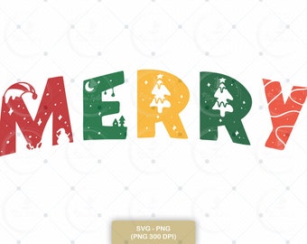 Merry Christmas SVG PNG: Holiday Winter Design (Digital Download)