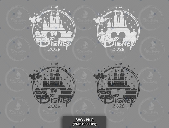 Disney 2026 Retro SVG Design: Vintage Disney Castle Clipart for Family Trip Shirt Sublimation, PNG Download for Cricut Silhouette