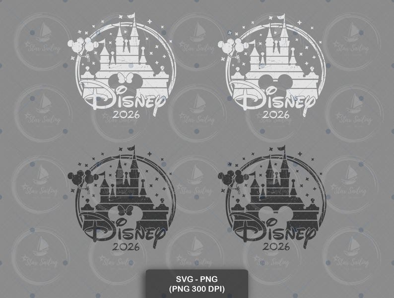 Disney 2026 Retro SVG Design: Vintage Disney Castle Clipart for Family Trip Shirt Sublimation, PNG Download for Cricut Silhouette image 1