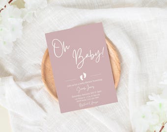 Oh Baby Baby Shower Invite, Minimalist Baby Shower invite, Girl Baby Shower Invitation, Baby Shower Invite Template, Girl Baby Shower