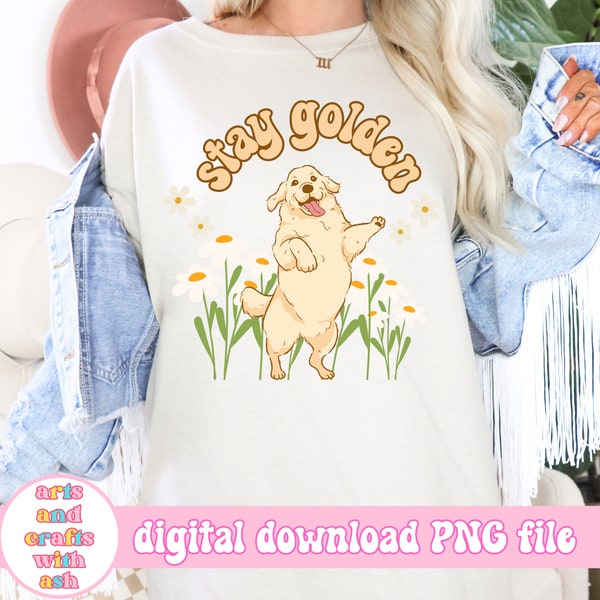 Golden retriever png, pet lover png, country png, dog lover png, stay golden png, golden retriever mom png, western png, boho png