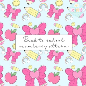 Back to school seamless pattern, school seamless pattern, elementary school png, apple seamless pattern, pencil seamless pattern, school png