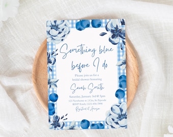 Something Blue Bridal Shower Invite, Something Blue Invitation Template, Bridal Shower Invite Template, Something Blue Theme, Canva Template