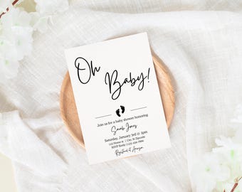 Minamlist Baby Shower Invite, Baby Shower invite, Oh Boy Baby Shower Invitation, Baby Shower Template, Gender Neutral Baby Shower Invite