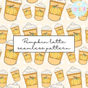 Pumpkin seamless pattern, fall seamless pattern, fall patterns, pumpkin spice png, fall png, pumpkin latte png, pumpkin spice design