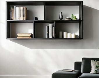 Wisząca półka na książki — wisząca półka na książki z wiszącymi półkami, wygląd nowoczesnej biblioteki
