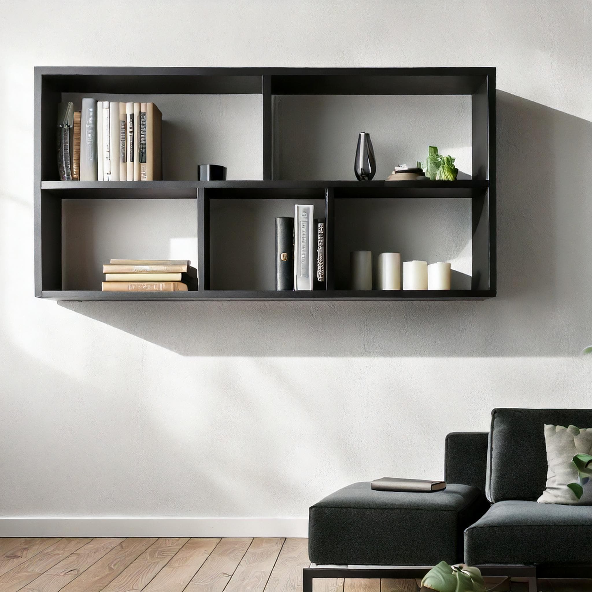 Floating Bookcase — Wall-mounted Bookshelf With Floating Shelves ...