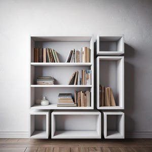 Modulares Bücherregal - modernes Wandbücherregal mit schwebendem Bücherregaldesign