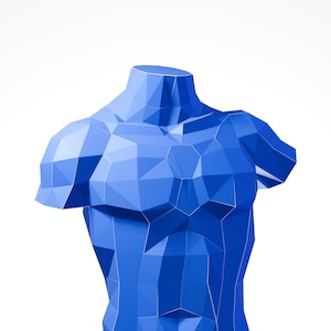 Escultura de papercraft Man Torso, plantilla 3D Papercraft Man Torso / Low Poly Man Torso Art Decor Sculpture para el hogar o regalo, Descarga digital
