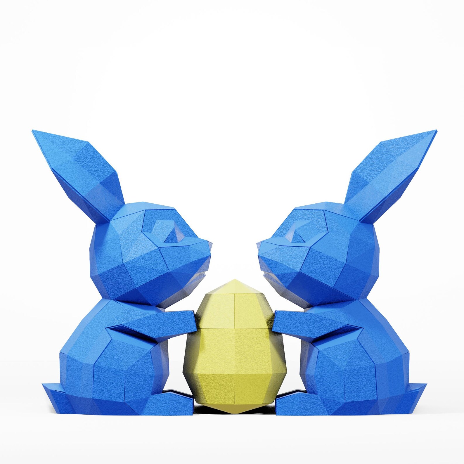Easter Bunnies & Eggs Papercraft Kit Template Paper Craft Rabbit 3D Low ...