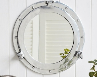 Nickel Aluminum Porthole mirror ! Rustical Mirror - Coastal mirror - Bathroom mirror - Round mirror - Ship mirror - Home decor - Ship window