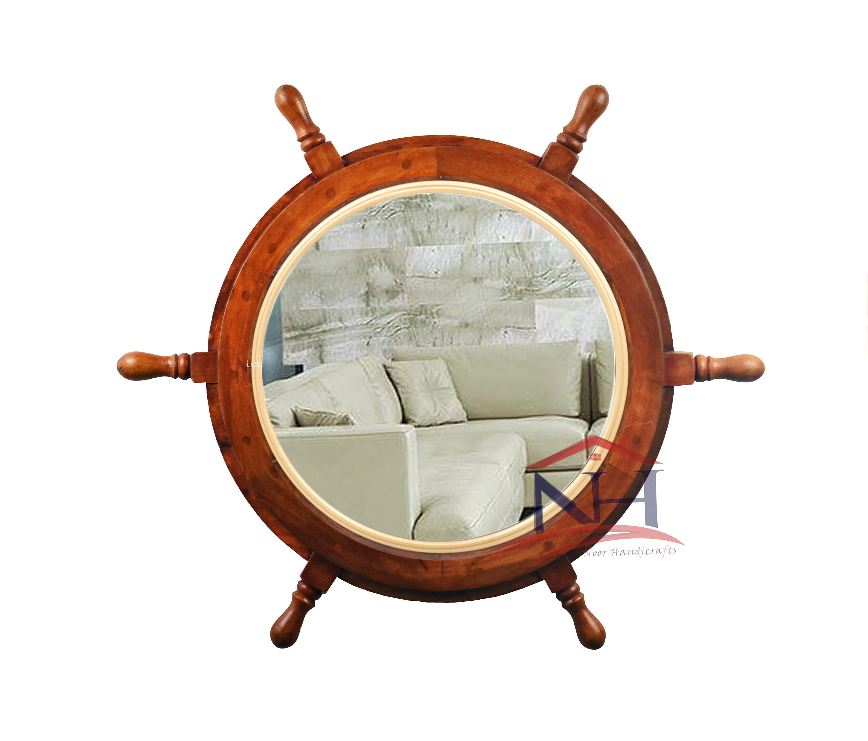 Wooden Ship Wheel Mirror Nautical Wheel Mirror Ship Wheel Mirror