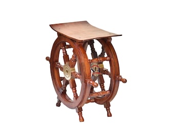 Handcrafted Wooden Corner Table | Nautical Table | Wooden Table | Coffee Table | Home Decor | End Table | Nautical Ship Wheel Table