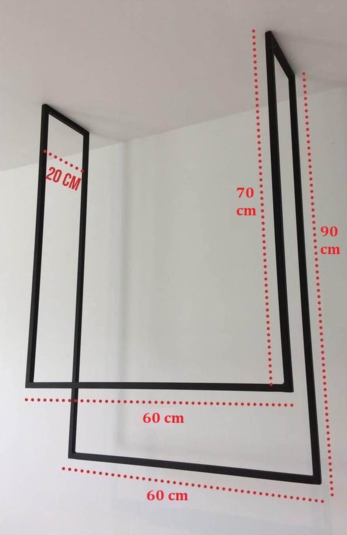 Toallero De Techo TENSI 80x50 Cm – Negro, Acero, Carga 30 Kg