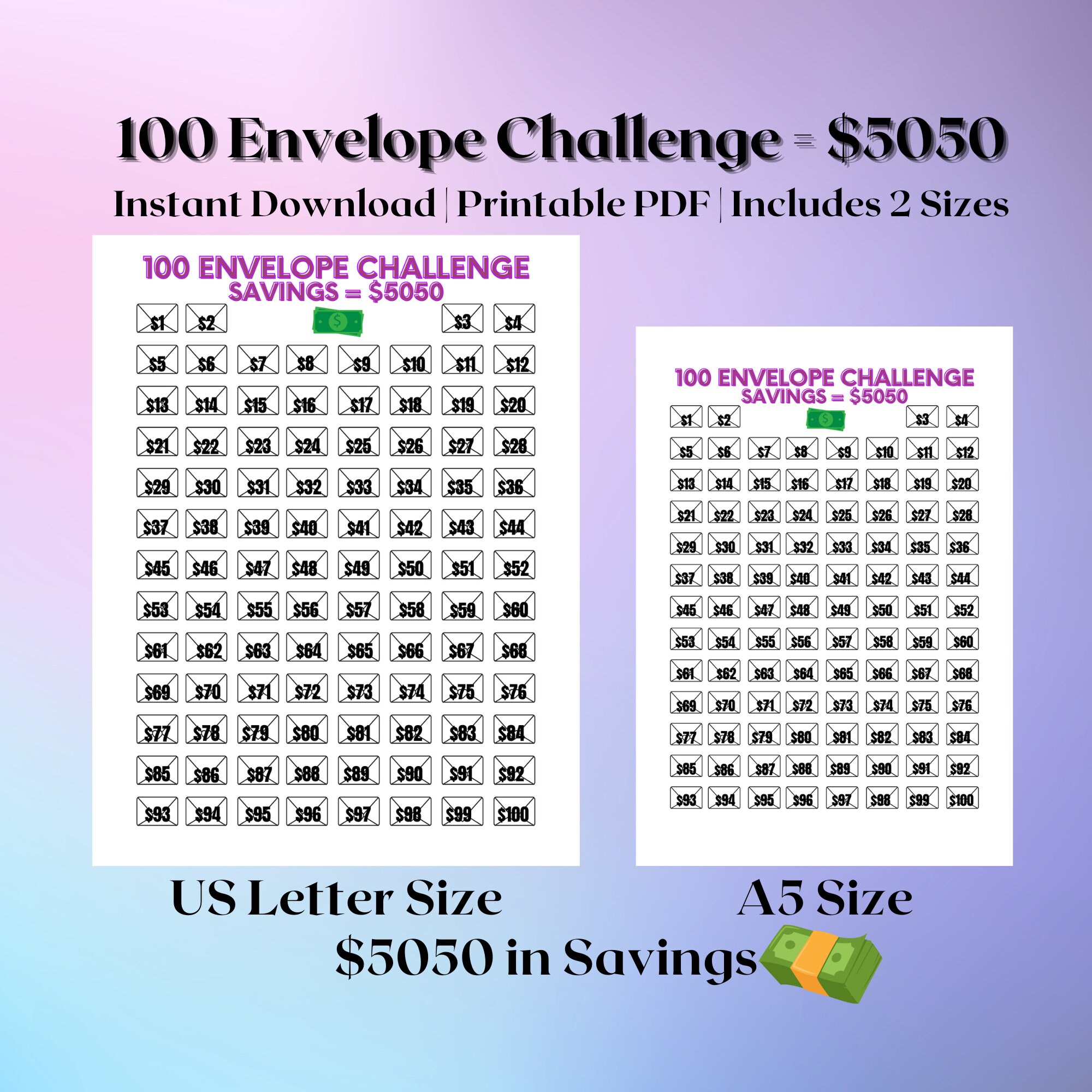 100 Envelope Savings Tracker, Budget Binder, Savings Challenge ...