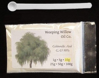 Gibberellic Acid GA3 5g 90%+ .15ml static free measuring spoon, instructions.  2 free eBooks plant Bible &  "The Gibberellic Advantage"