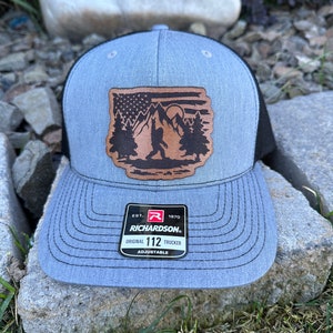 Bigfoot Rock On American Flag Wilderness Hat | Richardson 112 | FlexFit L/XL | Hat | Patriotic | snapback hat