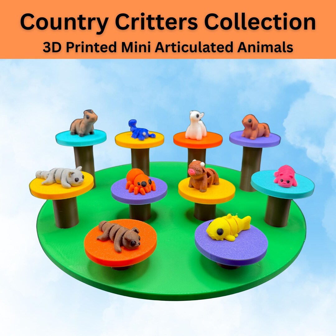 Mini 3D Printed Animals Set | Articulated | Country Critter Collection ...