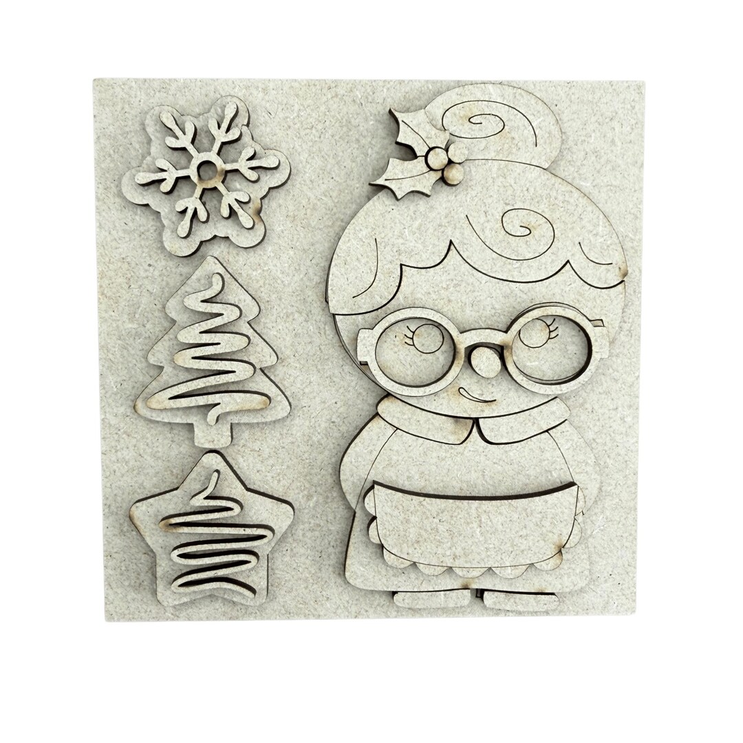 Mrs Claus With Cookies Interchangeable Sign | 4.25 Inch DIY Christmas ...