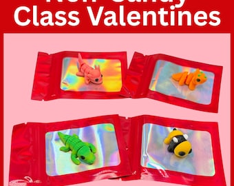Kids Class Classroom Valentines Cards Mini 3D Printed Articulated Critter Toys| Wiggle| Personalized Available | Wiggly Animals | Non-Candy