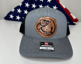 Fly Fishing Fisherman Leather Patch Richardson 112 Hat | FlexFit L/XL | Sportsman | Fishing |