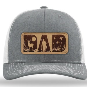 DAD Hunter Deer and Ducks hat | Leather Patch Richardson 112 Hat | FlexFit L/XL | Sportsman Hat | Hunting | Father&#39;s Gift