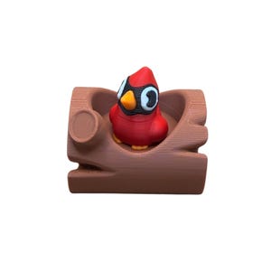 Cardinal Bird | 3D Printed Fidgets | Desk Pet | Tiny Red Cardinal with Spinning Head & Log Perch | Bird Lover | Party Favor