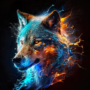 Abstract Wolf Art: A Majestic Masterpiece for Your Wall Decor - Print - wall art - poster - DIGITAL DOWNLOAD - animal - wildlife - nature