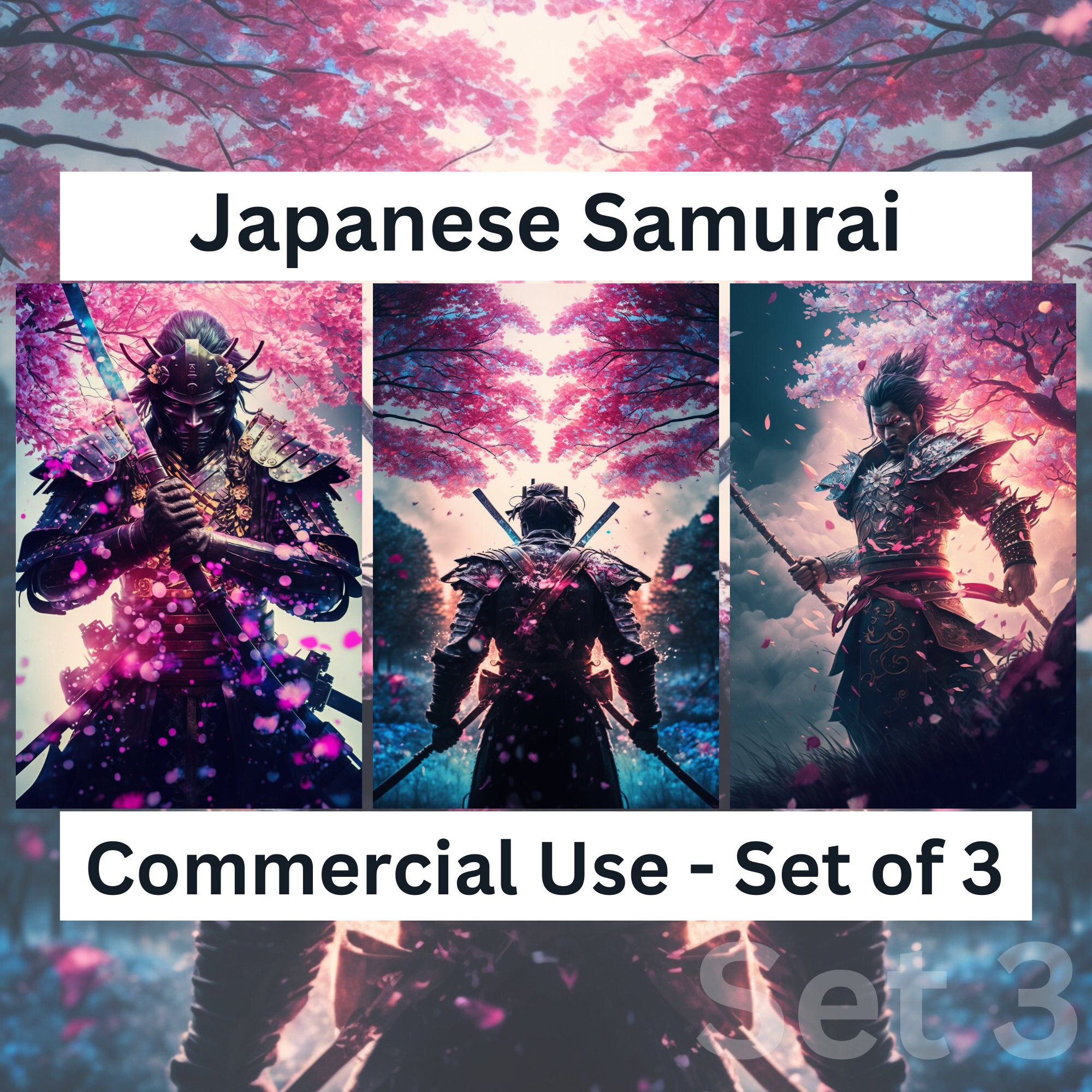 Japanese Samurai Cyan Red Set of 3 Jpeg's ,set 3/11, Honor ,culture ...
