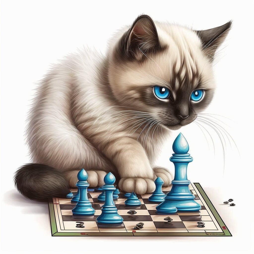 Cat Playing Chess - Clipart Set - 4 High Quality Png's - Digital ...