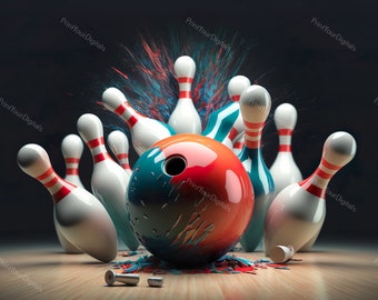 Bowling DIGITAL DOWNLOAD Bowling Graphics, Bowling Ball, Strike, Spare, printable, digitized embroidery, stickers, digital paper print