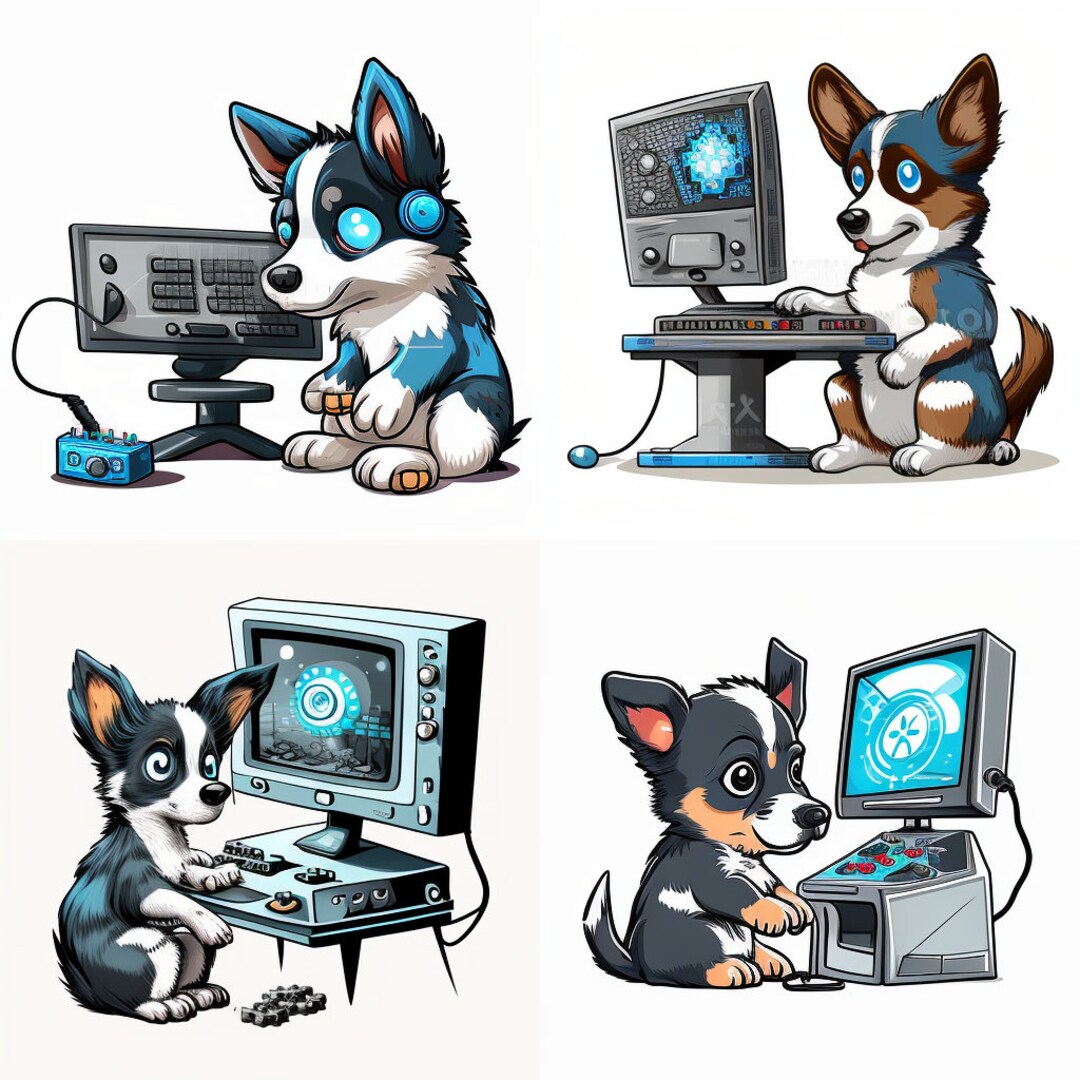 Gaming Dog - Clipart Set - 4 High Quality Png's - Digital Download ...