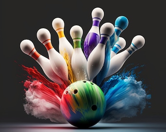 Bowling DIGITAL DOWNLOAD bowling graphics, bowling ball, strike, printable, digitized embroidery, sticker, digital paper print