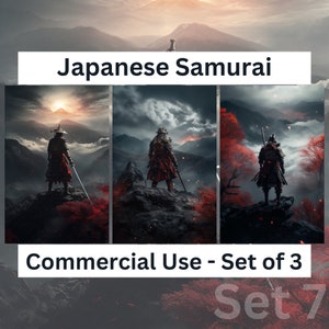Japanese Samurai Back Set of 3 JPEG&#39;s ,Set 7/11, honor, culture, print on photo, Japanese Samurai Warrior - DIGITAL DOWNLOAD - Commercial