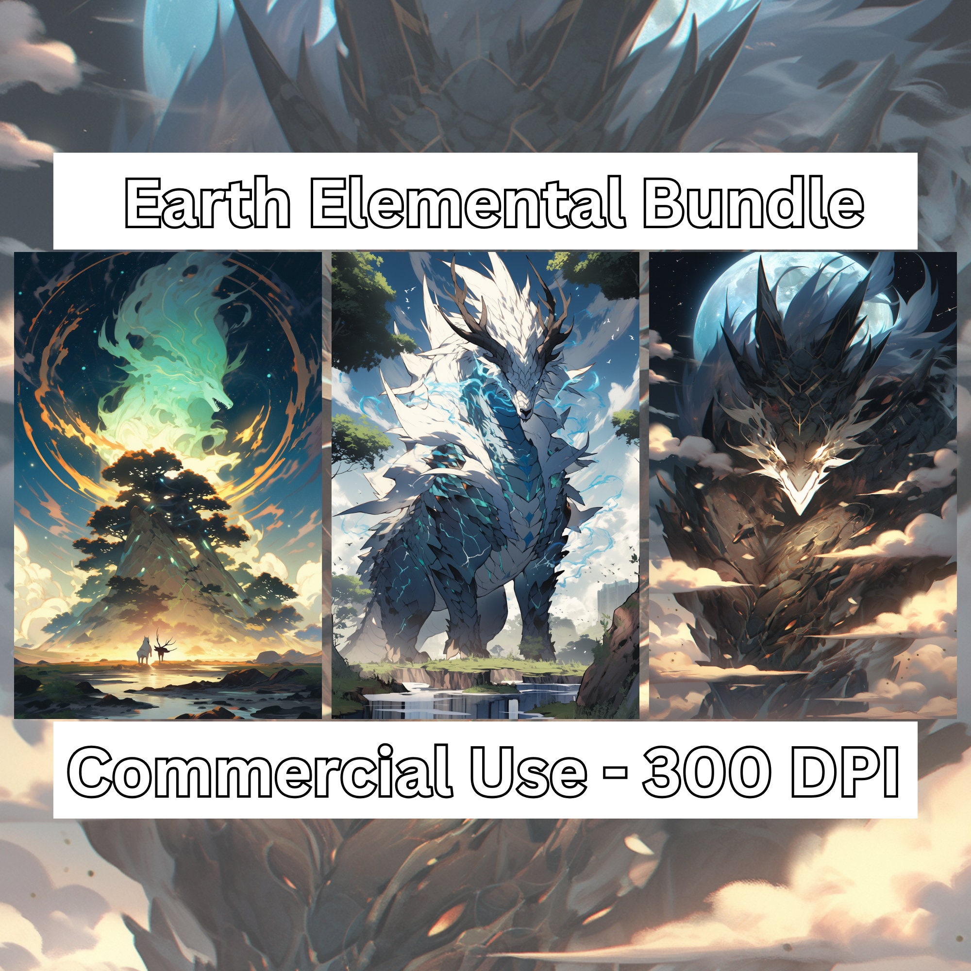 Earth Elemental Image Bundle - 3 PNG Fantasy Images, Beautiful Mystical ...
