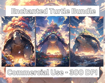 Enchanted Turtle Image Bundle - 3 PNG animal Images, fantasy Graphics, PNG, Instant Digital Download, Commercial Use, animal, fantasy