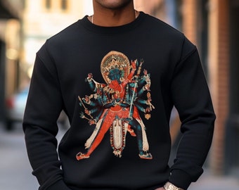 YabYum art sweat shirt/Shiva Shakti Indian many armed God Goddess sweatshirt/kundalini yoga spiritual sweatshirt/Buddhist zen clothing