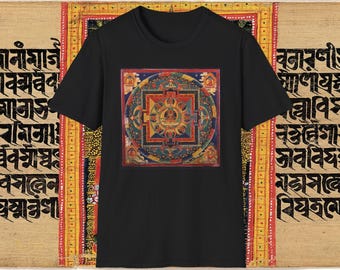 Mens, women's Tibetan Thangka Mandala shirt/vintage tee/Oriental Art yoga tshirt/Tanka meditation crew tee shirt/festival spiritual clothing