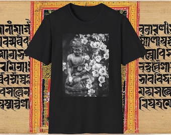 Buddha  Flowers unisex T-Shirt | Zen  Floral Tee/yoga meditation shirt/spiritual clothing /crew cotton tee/black and white Buddha shirt