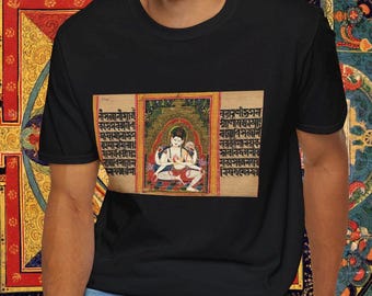 Tibetan Thangka Art shirt/goddess spiritual clothing/unisex crew neck cotton tee/gift him/gift her/yoga meditation t-shirt/Oriental Tanka