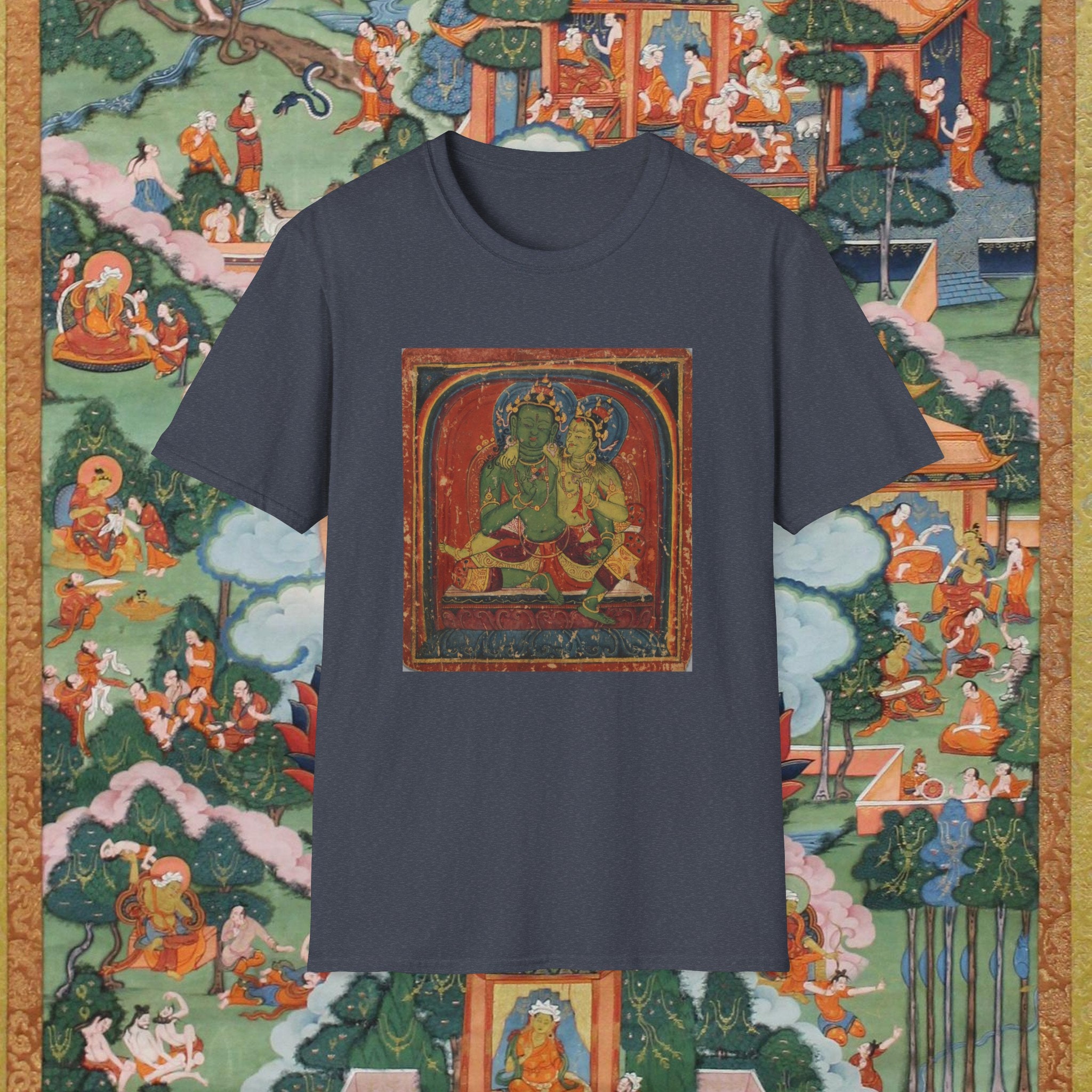 Men's Tibetan Yoga Hippie Sure Buddha Shiva Gray Crinkled Cotton T-Shirt main image 0