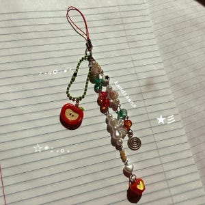 applecore whimsy twee handmade beaded keychain