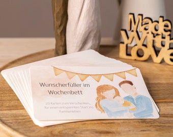 Kartenset „Wunscherfüller im Wochenbett“ - „Geschenk Geburt“ - „Geschenk Babyparty“