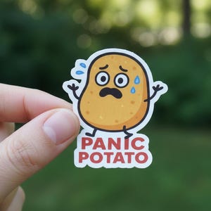 Panic Potato | Funny Mental Health Sticker | Anxious Humor, Waterproof Vinyl Decal