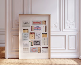 Chicago Matchbox Art Print, Chicago Souvenir (Digital Download)